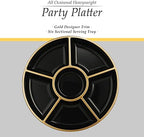 6 Sectional Round Plastic Serving Tray/Platters Black & Gold Pack of 8 in Black & Gold, alternate view 6