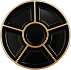 6 Sectional Round Plastic Serving Tray/Platters Black & Gold Pack of 8 in Black & Gold, alternate view 7