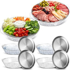 6 Set 11.8" Chilled Serving Tray Compartments for Parties, Natural in Natural