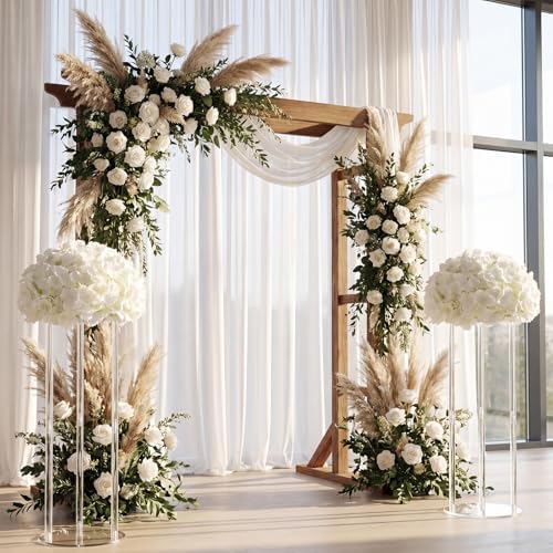 6 Set 20 Inch Tall Acrylic Stand and Artificial Flower Set in White, alternate view 6