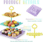 6 Set 3 Tier Plastic Cupcake Stand Macaron Color Dessert Cup Cake Holder Tower Reusable Tiered Serving Tray, alternate view 5