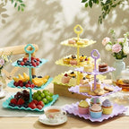 6 Set 3 Tier Plastic Cupcake Stand Macaron Color Dessert Cup Cake Holder Tower Reusable Tiered Serving Tray, alternate view 6