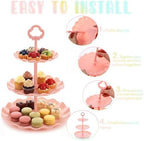 6 Set 3 Tier Plastic Cupcake Stand Macaron Color Dessert Cup Cake Holder Tower Reusable Tiered Serving Tray, alternate view 5