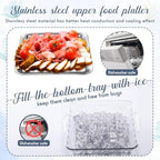 6 Set 9" Chilled Serving Tray for Parties with Compartments Ice Chilled Party Platter Charcuterie Serving Board, alternate