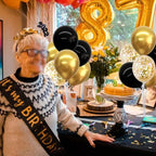 6 Set Black Gold Balloon Stand Balloon Centerpieces for Table Decor in 6 in Gold, alternate view 2