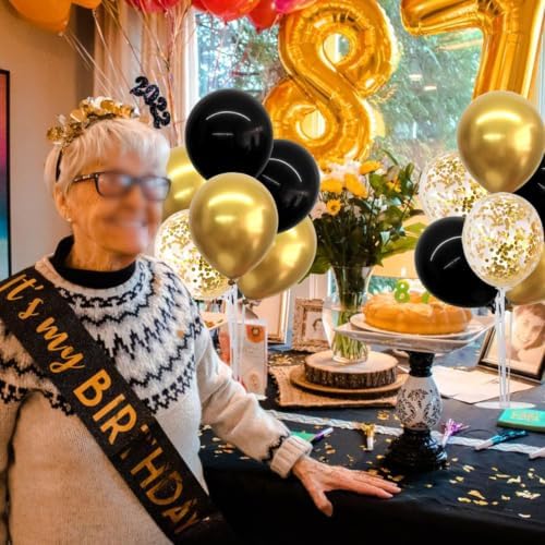 6 Set Black Gold Balloon Stand Balloon Centerpieces for Table Decor in 6 in Gold, alternate view 2