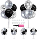 6 Set Black Silver Balloon Stand Balloon Centerpieces for Table in 12 inches in Gold