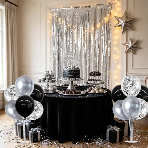 6 Set Black Silver Balloon Stand Balloon Centerpieces for Table in 12 inches in Gold, alternate view 5