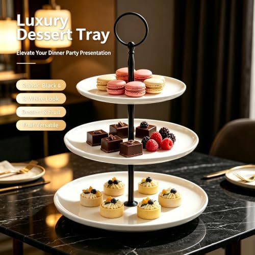 6 Set Cake Stand Hardware Kit Round 3 Tiered Tray in colorful, alternate view 5