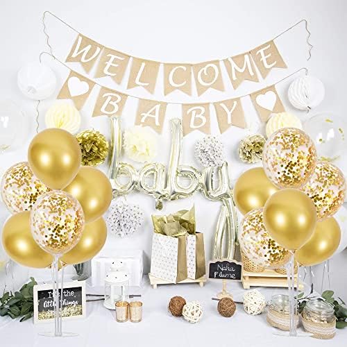 6 Set Gold Balloon Stand Balloon Centerpieces for Table Decorations in 6 Count (Pack of 1) in Black White Gold, alternate