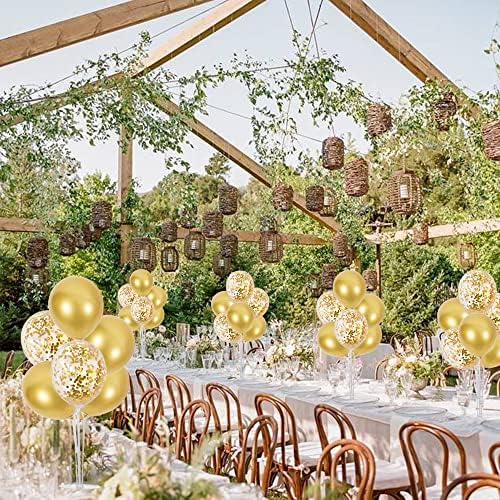 6 Set Gold Balloon Stand Balloon Centerpieces for Table Decorations in 6 Count (Pack of 1) in Black White Gold, alternate