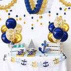 6 Set Navy Blue Gold Balloons Stand Balloon Centerpieces for Table in 6 Count (Pack of 1) in Black White Gold, alternate view