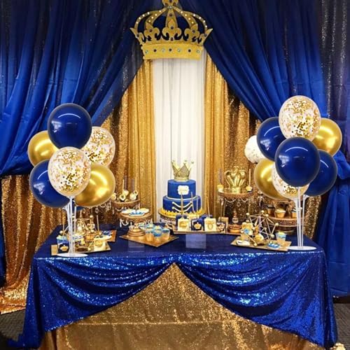 6 Set Navy Blue Gold Balloons Stand Balloon Centerpieces for Table in 6 Count (Pack of 1) in Black White Gold, alternate view