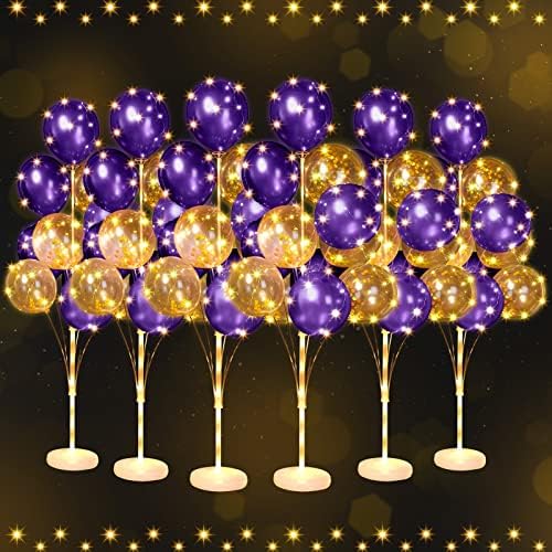 6 Set of Christmas Balloon Stand Kit for Floor with Balloons Light Strings Holder Centerpieces Balloon Column