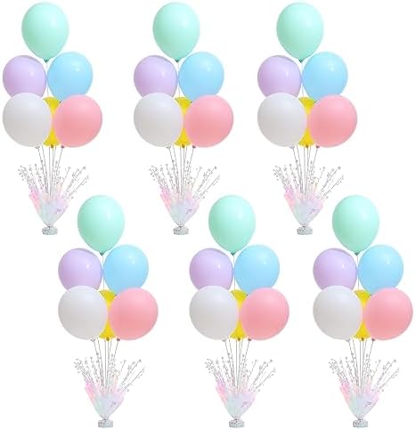 6 Set Pastel Birthday Decorations Rainbow Party Table Balloons Centerpiece Stand Kit for Girls Baby Shower
