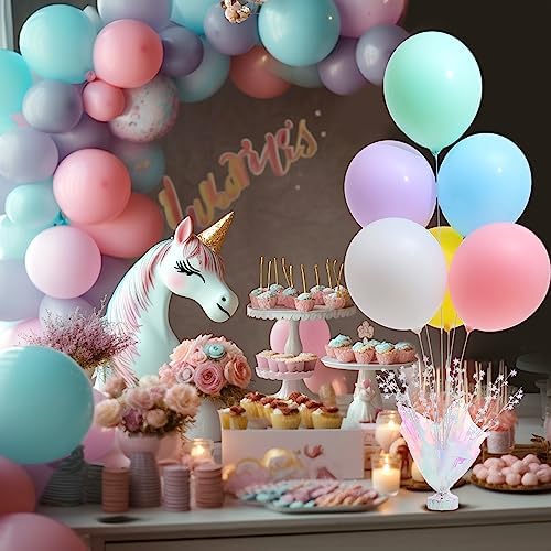 6 Set Pastel Birthday Decorations Rainbow Party Table Balloons Centerpiece Stand Kit for Girls Baby Shower, alternate view 5