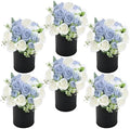 6 Set Pre-Made Flower Table Centerpieces - Dusty Blue & White in Dusty Blue & White
