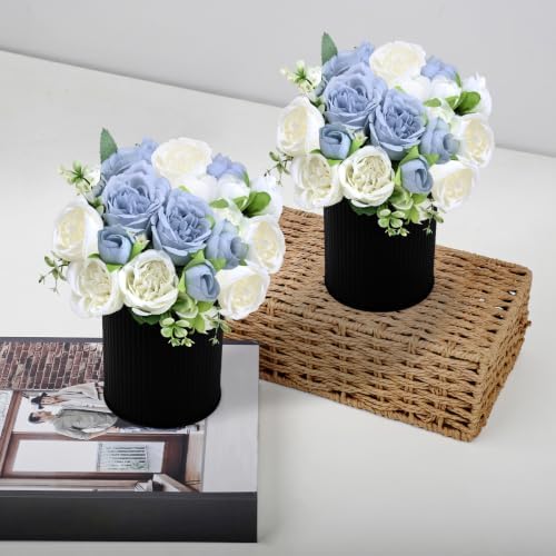 6 Set Pre-Made Flower Table Centerpieces - Dusty Blue & White in Dusty Blue & White, alternate view 5