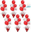 6 Set Red Christmas Table Balloons Centerpiece Stand Kit with Red and Confetti Balloons for Birthday Party Baby
