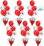6 Set Red Christmas Table Balloons Centerpiece Stand Kit with Red and Confetti Balloons for Birthday Party Baby