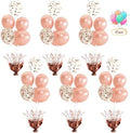 6 Set Rose Gold Christmas Table Balloons Foil Spray Table Centerpiece with Rose Gold and Confetti Balloons Stand