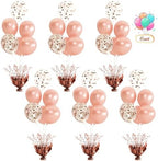 6 Set Rose Gold Christmas Table Balloons Foil Spray Table Centerpiece with Rose Gold and Confetti Balloons Stand