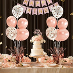 6 Set Rose Gold Christmas Table Balloons Foil Spray Table Centerpiece with Rose Gold and Confetti Balloons Stand, alternate