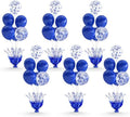 6 Set Royal Blue Table Balloons Foil Spray Centerpiece with Royal Blue and Confetti Balloons Stand Kit for