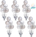 6 Set Silver Table Balloons Centerpiece Stand Kit with Silver and Confetti Balloons for Graduation Birthday
