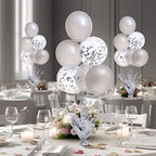 6 Set Silver Table Balloons Centerpiece Stand Kit with Silver and Confetti Balloons for Graduation Birthday, alternate view 3
