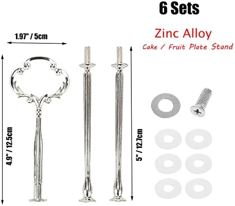 6 Set Tiered Tray Hardware, Cake Stand (Mold - Silver Sunflower) in Silver, alternate view 2