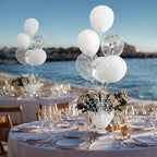 6 Set White Table Balloons Centerpiece with White and Confetti Balloons Stand Kit for Birthday Party Baby Shower, alternate