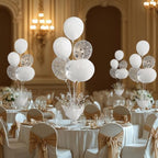 6 Set White Table Balloons Centerpiece with White and Confetti Balloons Stand Kit for Birthday Party Baby Shower, alternate