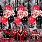6 Sets 2026 Graduation Balloon Stand Kit for Table Black Red Balloon Class of 2026 Congrats Grad Table, alternate view 2