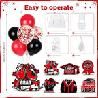 6 Sets 2026 Graduation Balloon Stand Kit for Table Black Red Balloon Class of 2026 Congrats Grad Table, alternate view 5