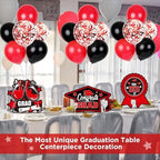 6 Sets 2026 Graduation Balloon Stand Kit for Table Black Red Balloon Class of 2026 Congrats Grad Table, alternate view 6