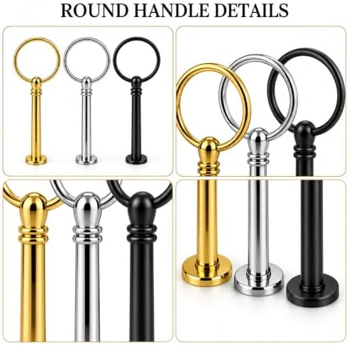 6 Sets 3 Tier Cake Stand Hardware Kit, Silver Gold Black Tiered Tray Rods with Circle Handles, Screws and, alternate view 4