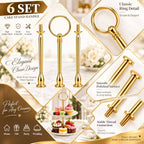 6 Sets 3 Tier Cake Stand Hardware Kit, Silver Gold Black Tiered Tray Rods with Circle Handles, Screws and, alternate view 5