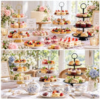 6 Sets 3 Tier Cake Stand Hardware Kit, Silver Gold Black Tiered Tray Rods with Circle Handles, Screws and, alternate view 7