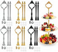 6 Sets 3 Tier Cake Stand Hardware Kit, Silver Gold Black Tiered Tray Rods with Crown Handles, Screws and Washers