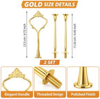 6 Sets 3 Tier Cake Stand Hardware Kit, Silver Gold Black Tiered Tray Rods with Crown Handles, Screws and Washers, alternate