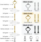 6 Sets 3 Tier Cake Stand Hardware Kit, Silver Gold Black Tiered Tray Rods with Crown Handles, Screws and Washers, alternate