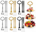6 Sets 3 Tier Cake Stand Hardware Kit, Silver Gold Black Tiered Tray Rods with Crown Handles, Screws and Washers