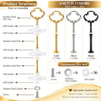 6 Sets 3 Tier Cake Stand Hardware Kit, Silver Gold Black Tiered Tray Rods with Crown Handles, Screws and Washers, alternate