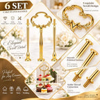 6 Sets 3 Tier Cake Stand Hardware Kit, Silver Gold Black Tiered Tray Rods with Crown Handles, Screws and Washers, alternate
