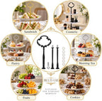 6 Sets 3 Tier Cake Stand Hardware Kit, Silver Gold Black Tiered Tray Rods with Crown Handles, Screws and Washers, alternate