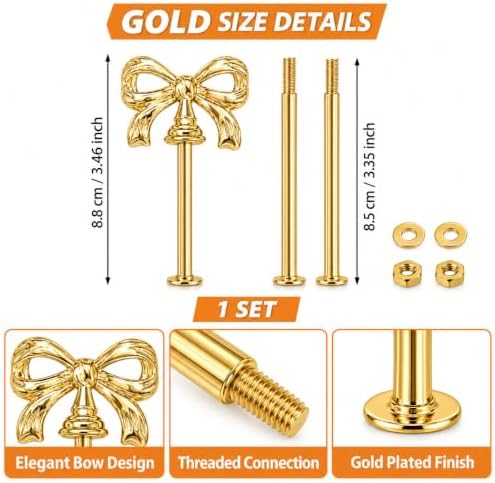 6 Sets 3 Tier Cake Stand Hardware Kit, Silver Gold Tiered Tray Rods with Butterfly Handles, Screws and Washers, alternate