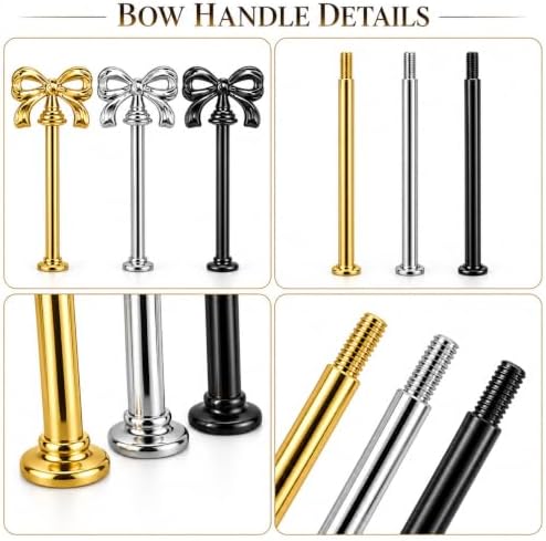 6 Sets 3 Tier Cake Stand Hardware Kit, Silver Gold Tiered Tray Rods with Butterfly Handles, Screws and Washers, alternate