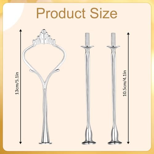 6 Sets 3 Tier Cake Stand Hardware Kit - Tiered Fruit Cake Plate Stand Holder Support Silver Crown for Cake Stand, alternate