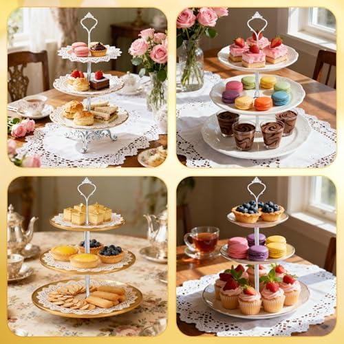 6 Sets 3 Tier Cake Stand Hardware Kit - Tiered Fruit Cake Plate Stand Holder Support Silver Crown for Cake Stand, alternate